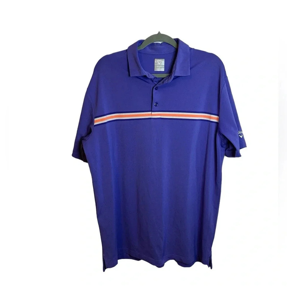 CALLAWAY PURPLE STRIPED GOLF POLO